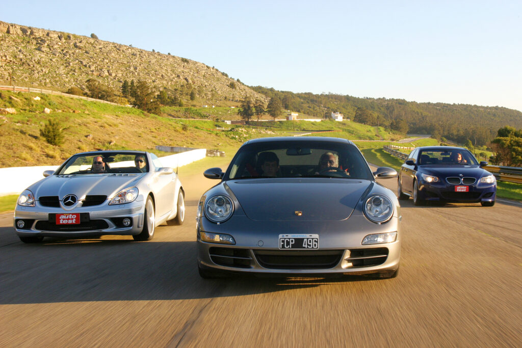 Figueras al frente con un Porsche 911 Carrera S equipado con un kit Cargraphic. Superaba los 300 km/h, y lo mencionaba como el auto más veloz que manejó. Foto: Miguel Tillous.